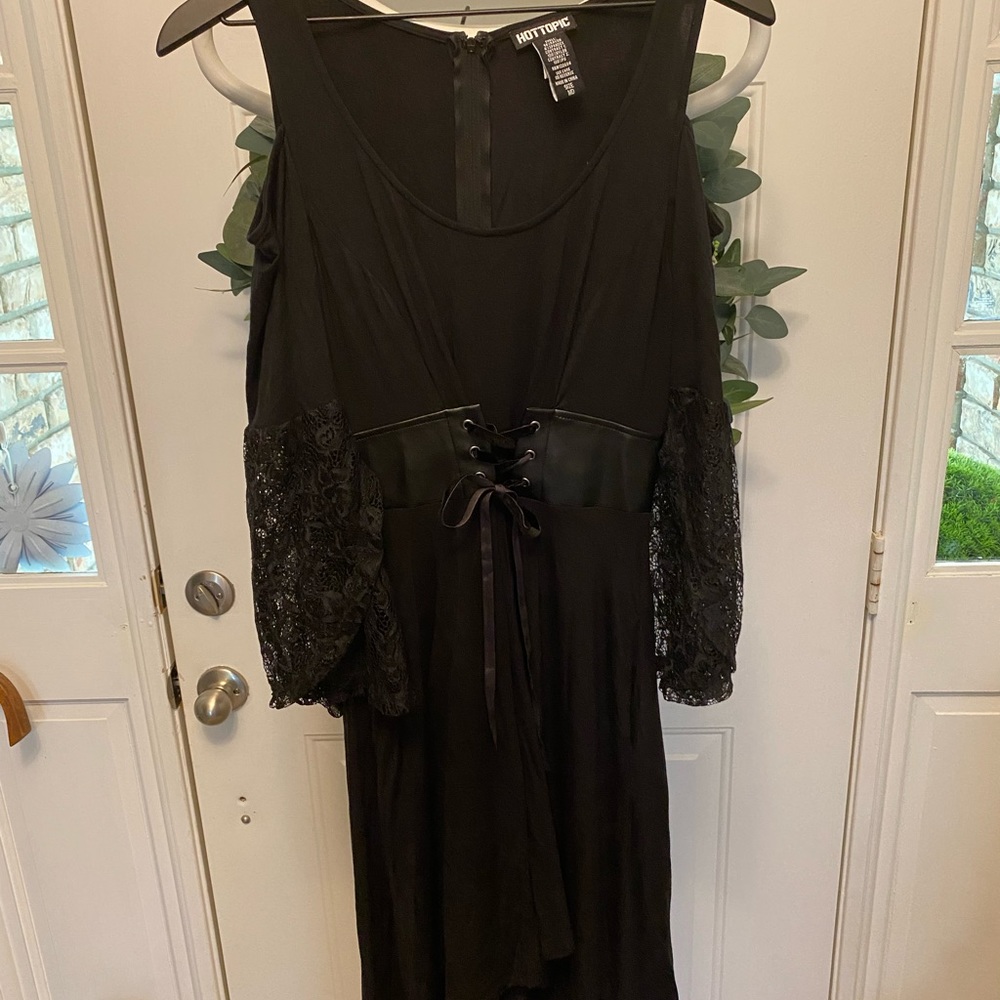 Hot Topic Gothic Punk Black Corset Style Dress With Lace M